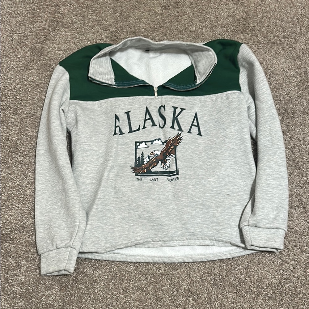 Alaska Quarter Zip Pullover - Gray and Green